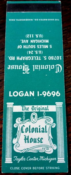 Colonial House (Koths, Best Value Inn) - Matchbook (newer photo)